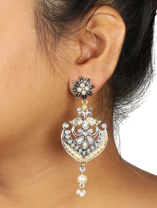 white oxidized drop earrings - 15472537 - Standard Image - 1