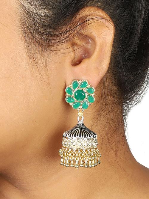green oxidized earrings - 15472544 - Standard Image - 1
