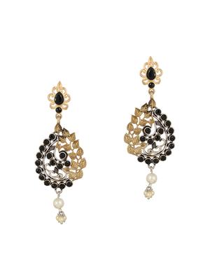 black oxidized drop earrings - 15472561 - Standard Image - 2