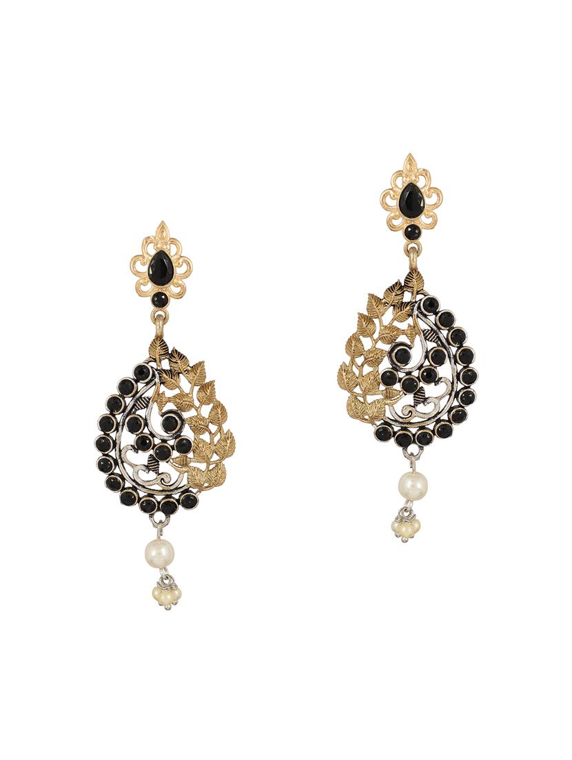 black oxidized drop earrings - 15472561 - Zoom Image - 2
