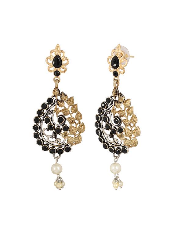 black oxidized drop earrings - 15472561 - Zoom Image - 3