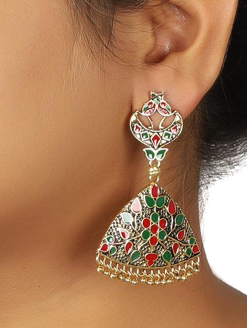 red brass drop earring - 15472577 - Standard Image - 1