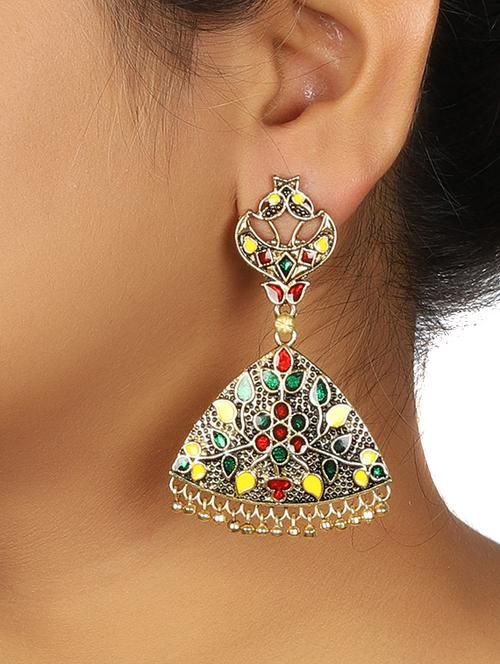 multi colored brass drop earring - 15472580 - Standard Image - 1