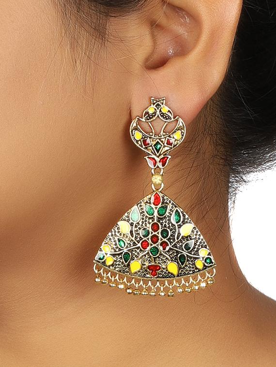 multi colored brass drop earring - 15472580 - Zoom Image - 1