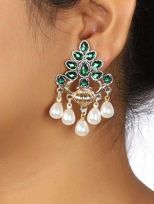 green brass drop earring - 15472642 - Standard Image - 1