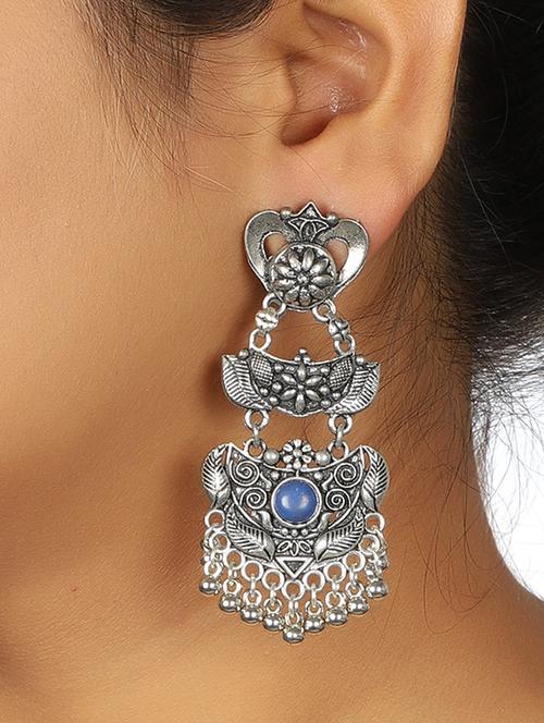 blue brass drop earring - 15472648 - Standard Image - 1