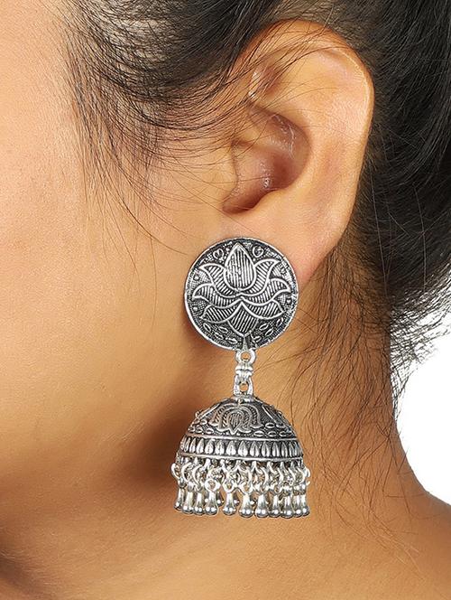 silver brass jhumka earring - 15472658 - Standard Image - 1