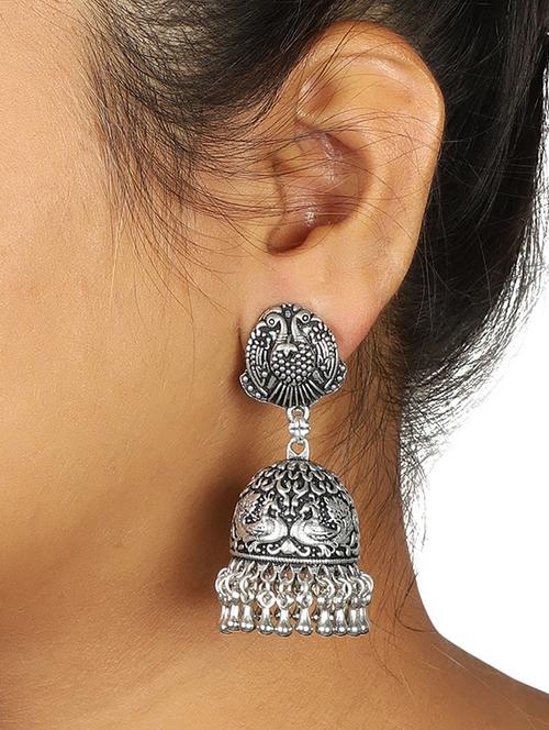 silver brass jhumka earring - 15472668 - Standard Image - 1