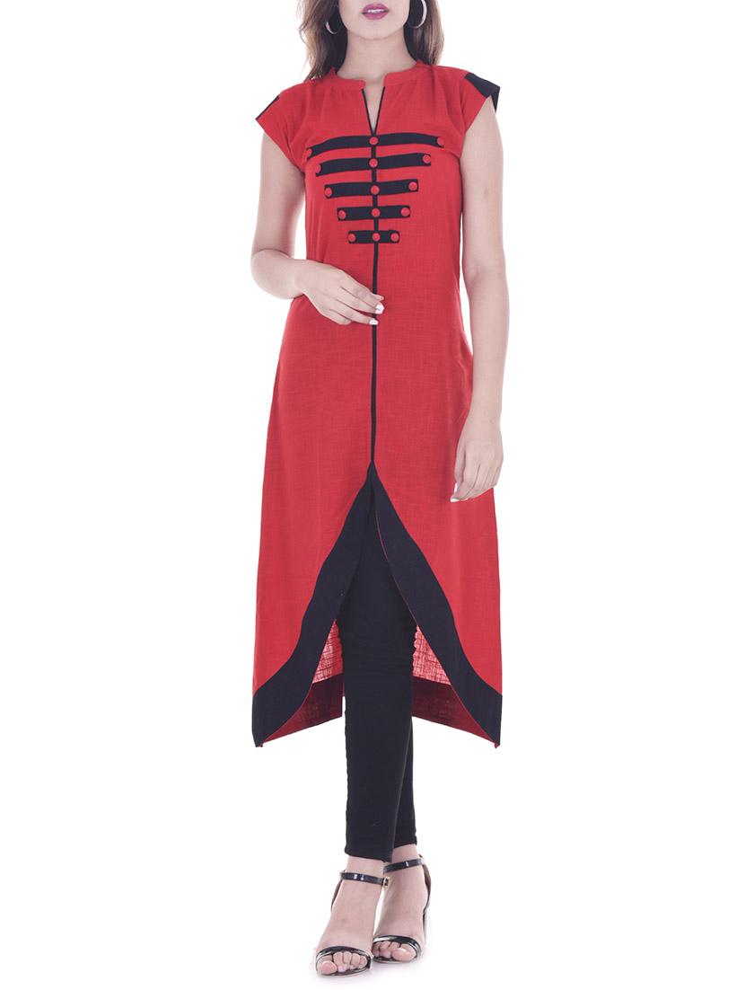 asymmetric color block kurta - 15472824 - Zoom Image - 1