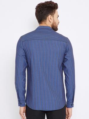 blue striped casual shirt - 15473195 - Standard Image - 3