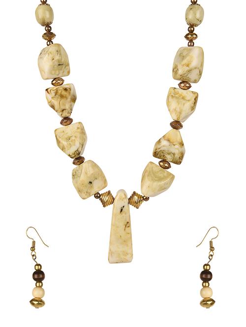 beige plastic necklaces and earring - 15473540 - Standard Image - 1