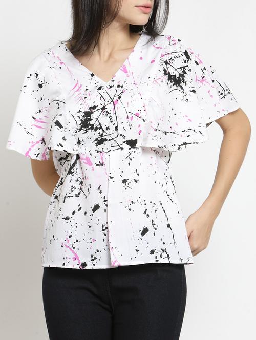 ruffle detailed ink splash top - 15473614 - Standard Image - 1