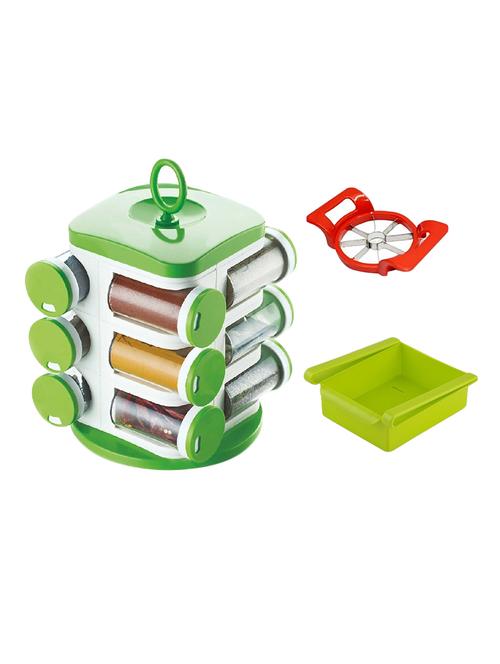 12 jar revolving masala rack spice jar + multipurpose fridge tray storage + vegetable cutter with piller - 15474094 - Standard Image - 1