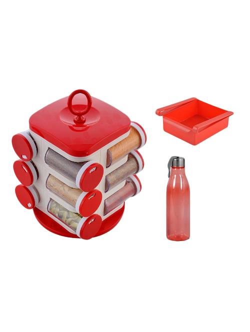 12 jar revolving masala rack spice rack + multipurpose fridge tray storage + 1000ml steel cap water bottel - 15474116 - Standard Image - 1