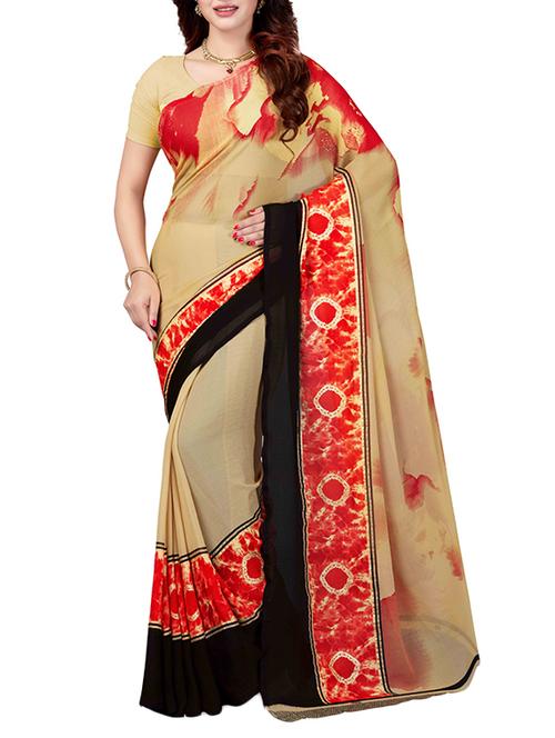 abstract foil printed saree with blouse - 15474149 - Standard Image - 1