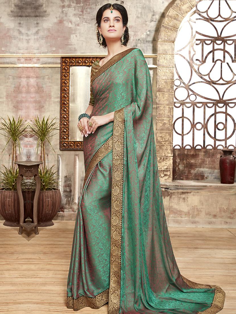 zari border floral woven saree with blouse - 15474943 - Zoom Image - 1