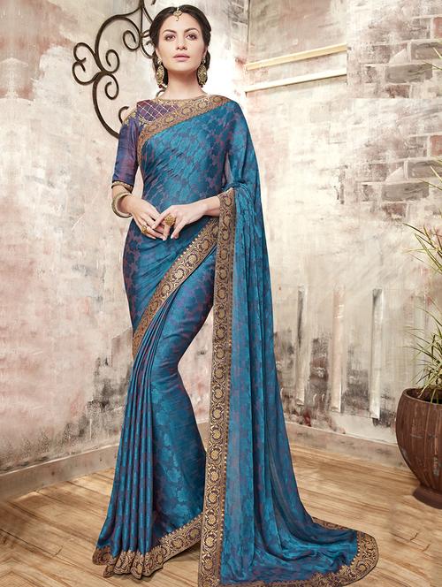 zari border floral woven saree with blouse - 15474944 - Standard Image - 1