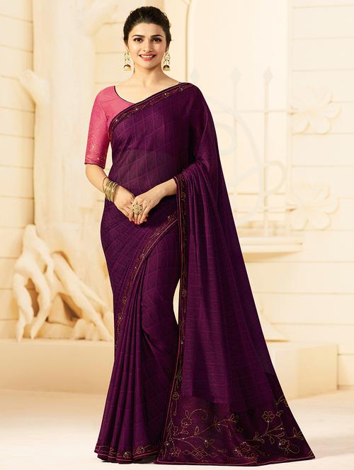 embellished lace paisley printed saree with blouse - 15474958 - Standard Image - 1