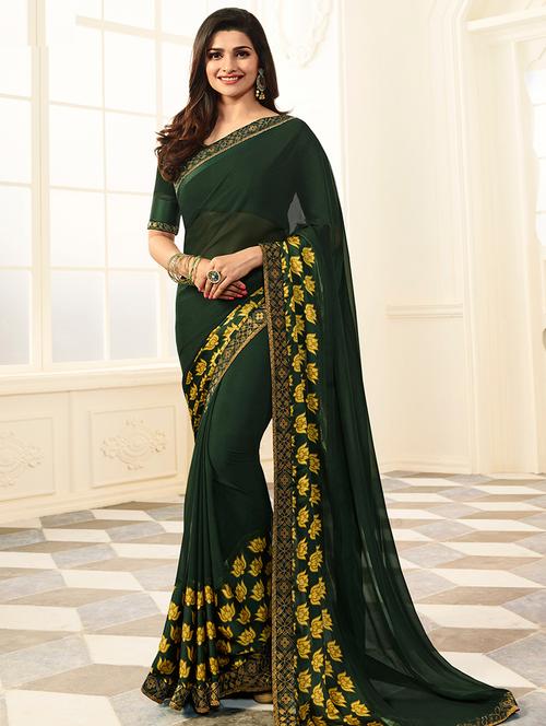 lace border floral printed saree with blouse - 15474961 - Standard Image - 1