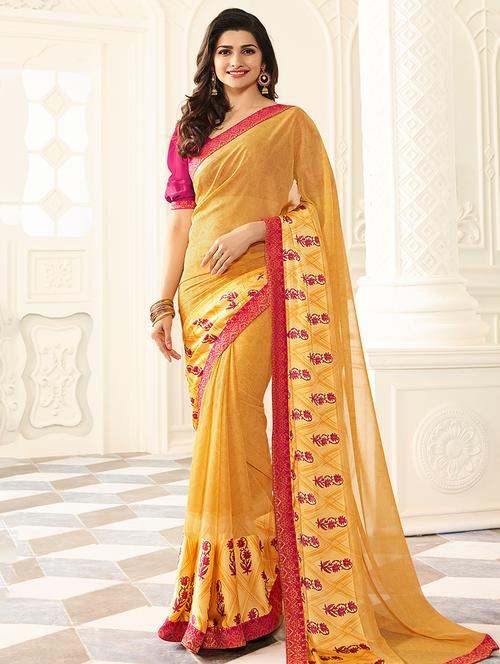 lace border floral printed saree with blouse - 15474963 - Standard Image - 1