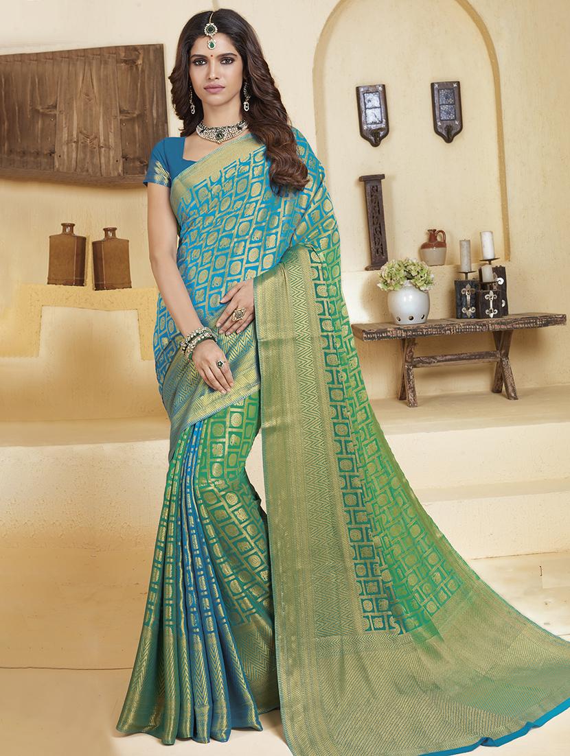 tonal shades conversational banarasi saree with blouse - 15475053 - Zoom Image - 1