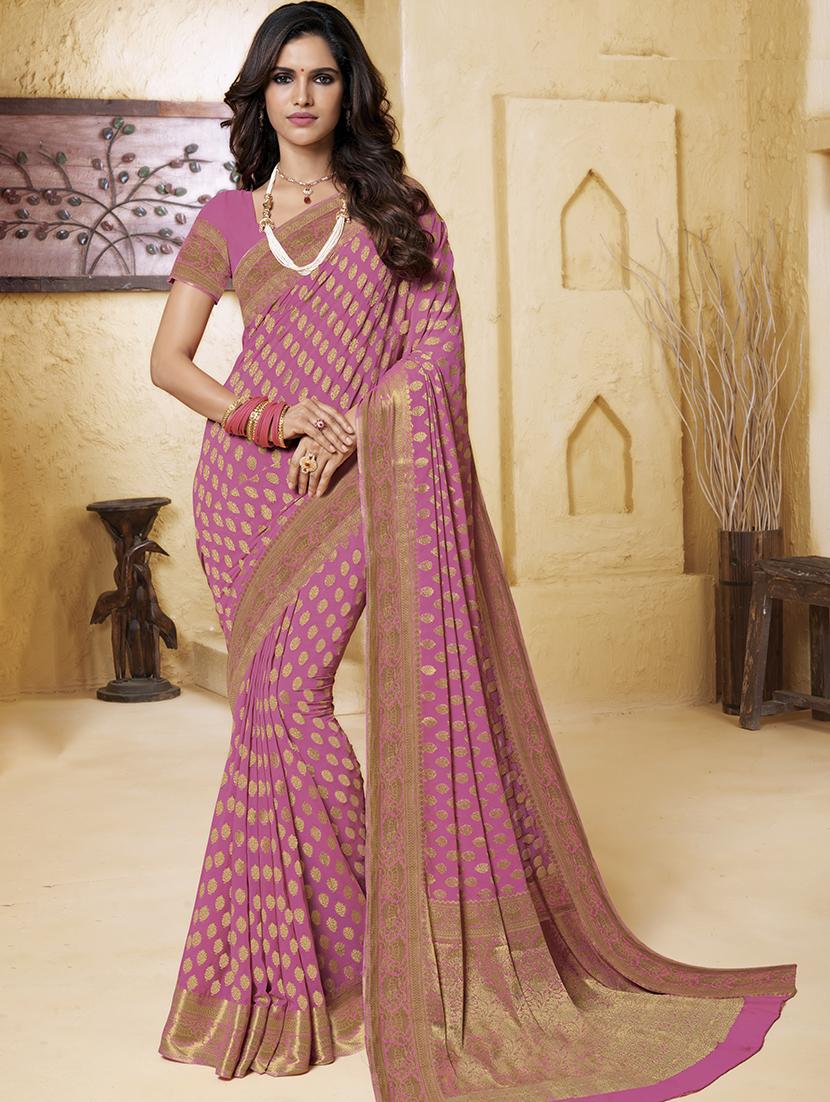 gold zari motif banarasi saree with blouse - 15475067 - Zoom Image - 1
