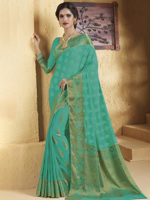 gold zari motif banarasi saree with blouse - 15475069 - Standard Image - 1