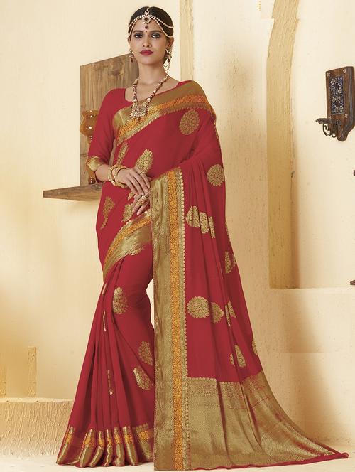 gold zari motif banarasi saree with blouse - 15475076 - Standard Image - 1