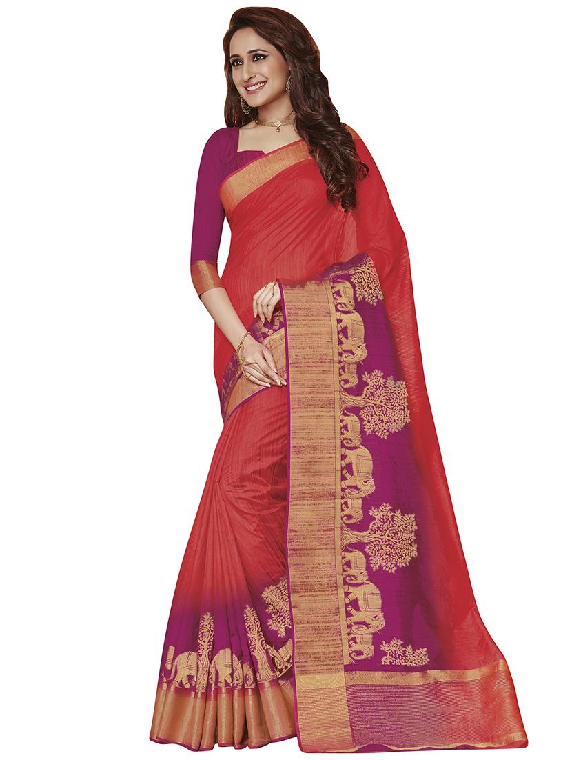 conversational zari border woven saree with blouse - 15475120 - Zoom Image - 1