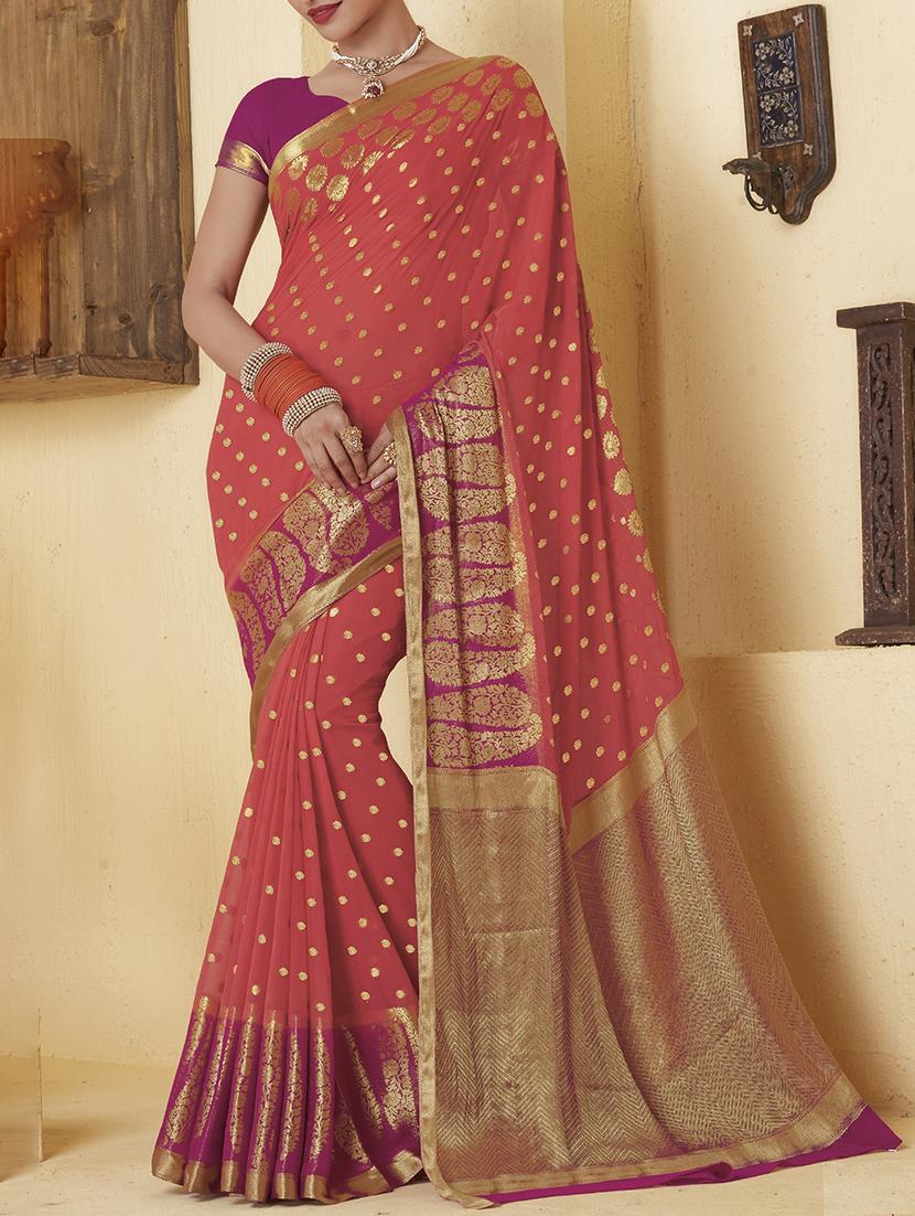 paisley zari border banarasi saree with blouse - 15475275 - Zoom Image - 1