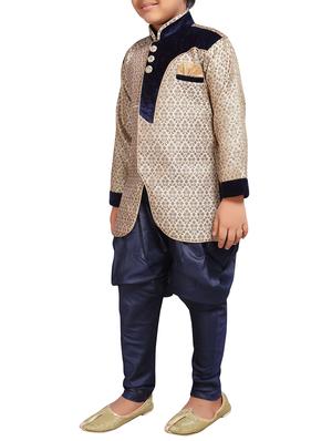 beige silk blend kurta set - 15475778 - Standard Image - 2