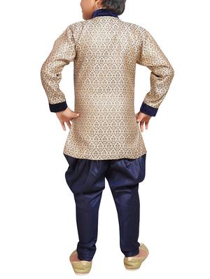 beige silk blend kurta set - 15475778 - Standard Image - 3