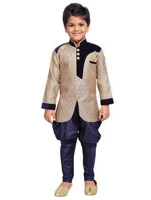 beige silk blend kurta set - 15475778 - Standard Image - 4