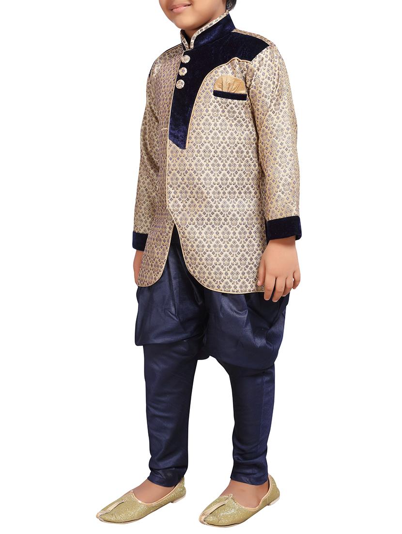 beige silk blend kurta set - 15475778 - Zoom Image - 2