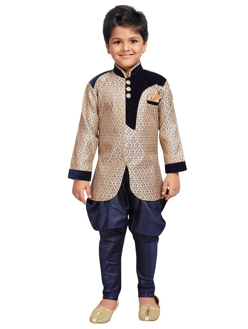 beige silk blend kurta set - 15475778 - Zoom Image - 4