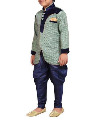 green silk blend kurta set - 15475779 - Standard Image - 2