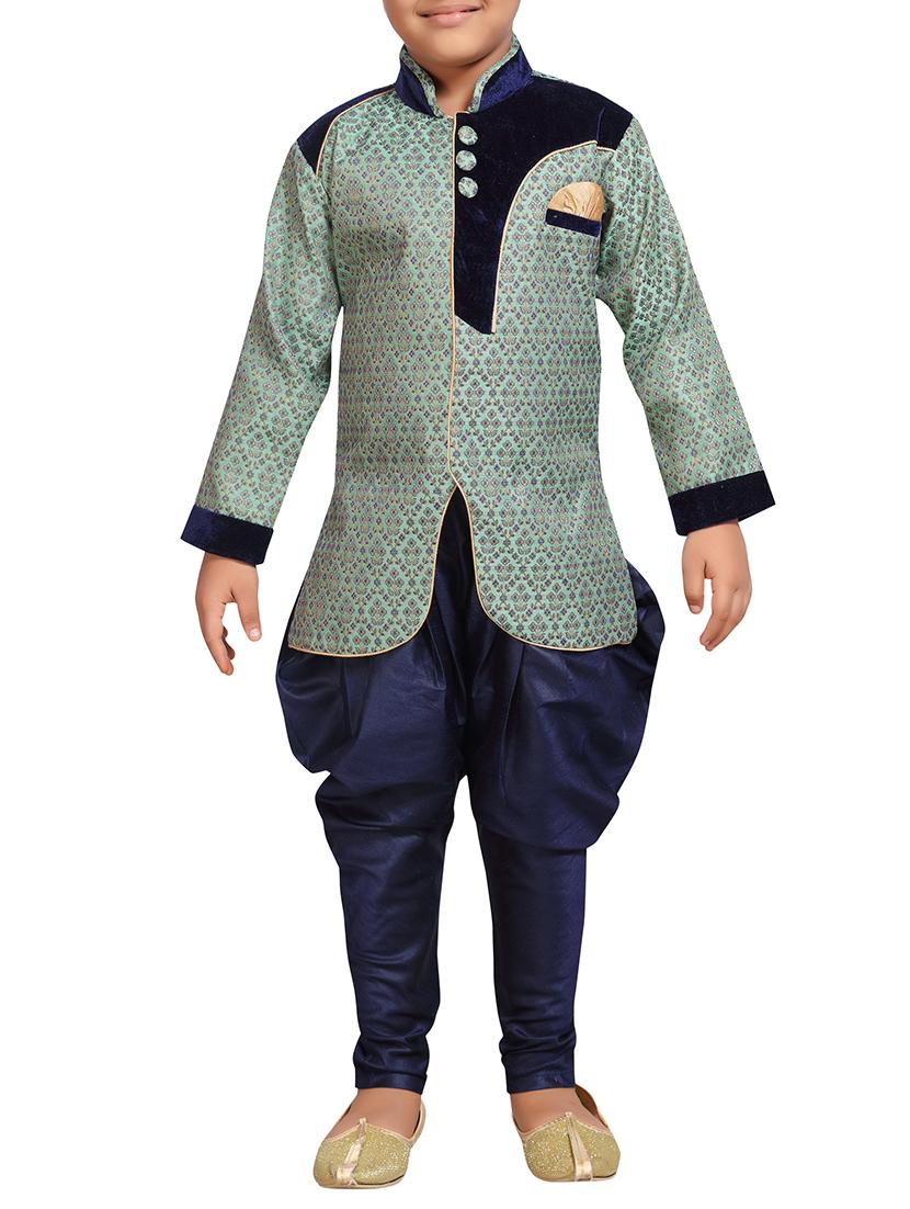 green silk blend kurta set - 15475779 - Zoom Image - 1