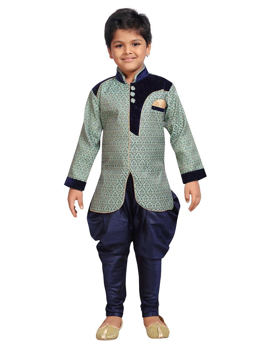 green silk blend kurta set - 15475779 - Zoom Image - 4