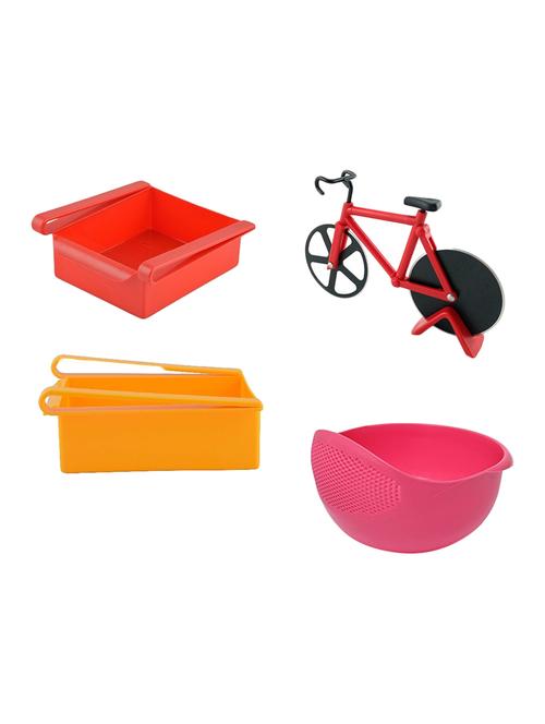 2 pcs multipurpose fridge tray rack drawer + cycle type pizza doza cutter + rice pasta washing bowl - 15475873 - Standard Image - 1