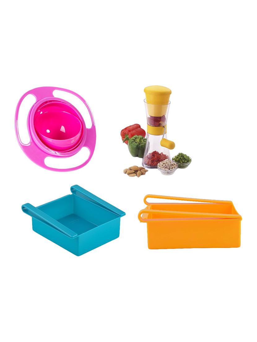 2 pcs multipurpose fridge tray rack drawer + chilli onion garlic cutter chopper + revolving baby lunch box - 15475877 - Zoom Image - 1