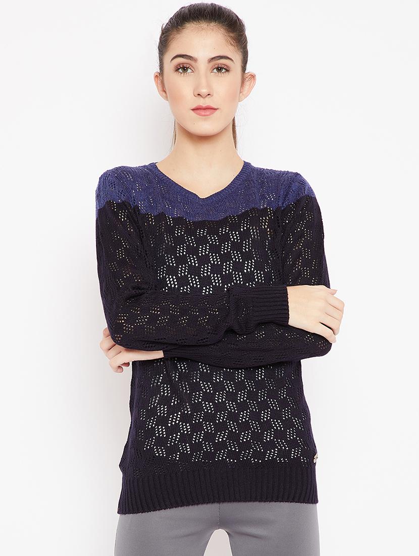 pointelle knit color block pullover - 15476447 - Zoom Image - 1
