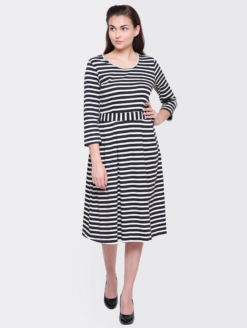 striped monochrome a-line dress - 15476776 - Zoom Image - 1