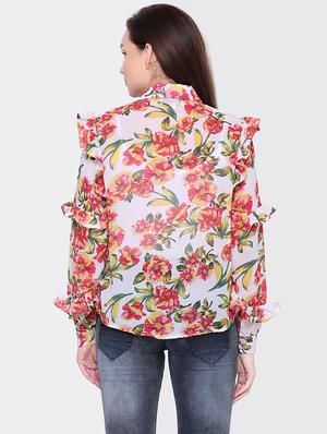 floral print ruffled shirt - 15476784 - Standard Image - 3