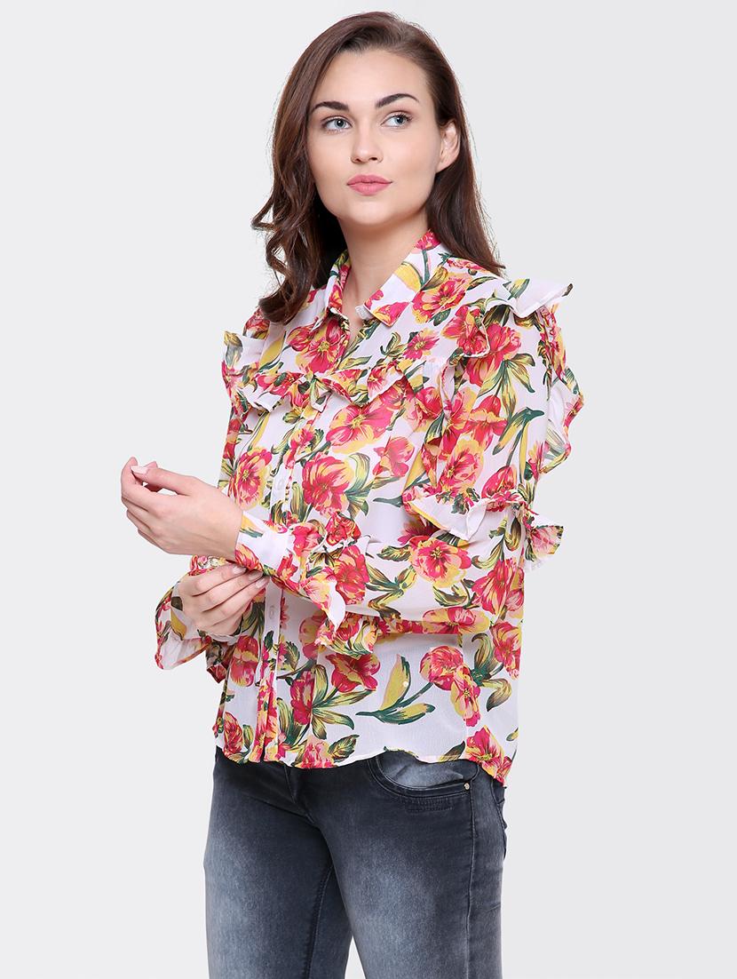 floral print ruffled shirt - 15476784 - Zoom Image - 2