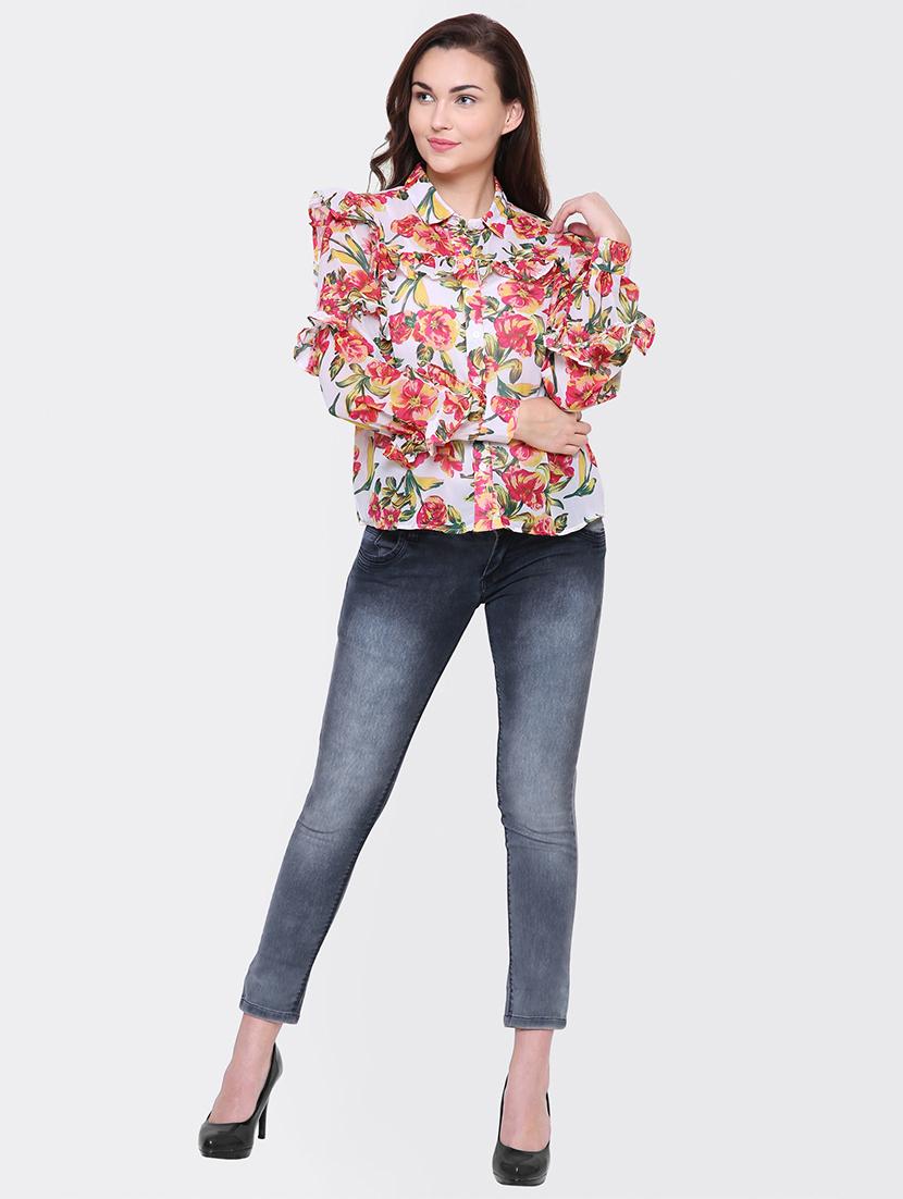 floral print ruffled shirt - 15476784 - Zoom Image - 4
