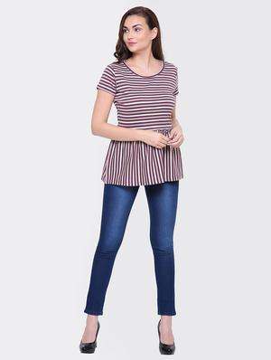 gather detail striped top - 15476801 - Standard Image - 4