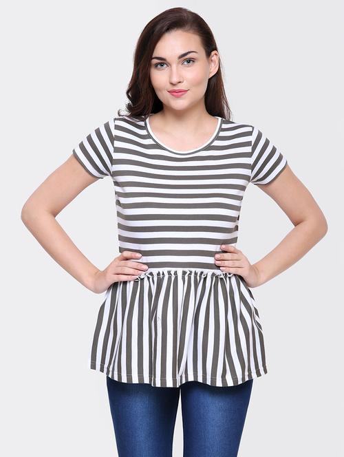 gather detail striped top - 15476802 - Standard Image - 1