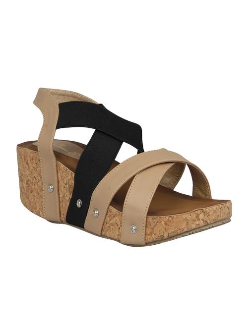 beige back strap wedges - 15477251 - Standard Image - 1