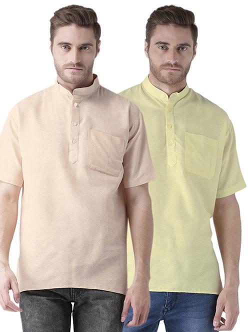 multi colored khadi short kurta (set of 2) - 15477393 - Standard Image - 1