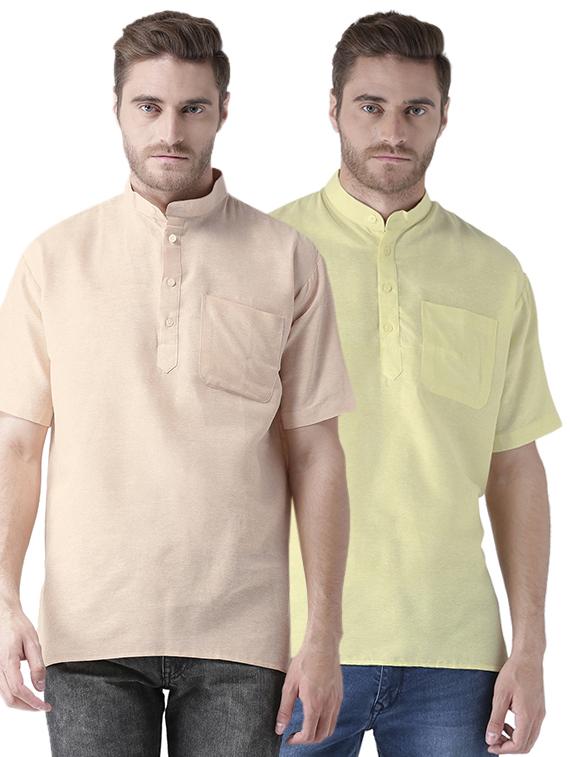 multi colored khadi short kurta (set of 2) - 15477393 - Zoom Image - 1